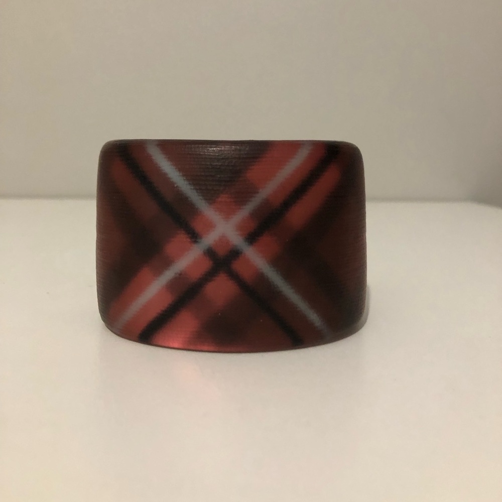 Alexis Bittar Red Tartan Plaid Lucite Cuff Bracelet With Box